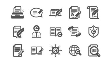 Kopyalama simgeleri. Telif hakkı, daktilo ve geribildirim. Klasik i