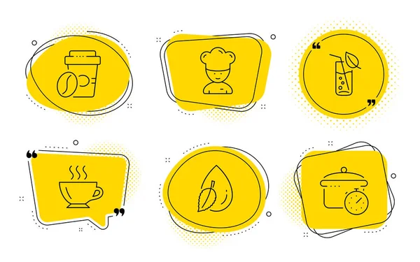 Conjunto de iconos de café, café y agua para llevar. Cocinero , — Archivo Imágenes Vectoriales