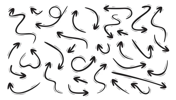 Стрілки рядка набору піктограм. Кучеряві, прямі і викручені форми. Діффі — стоковий вектор