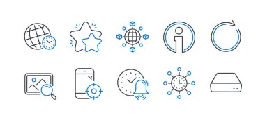 Seo phone, Time Zone, Star gibi bir dizi teknoloji ikonu. Sebze