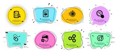 Kimyasal formül, zaman yönetimi ve Seo zamanlayıcı simgeleri hazır. Vecto