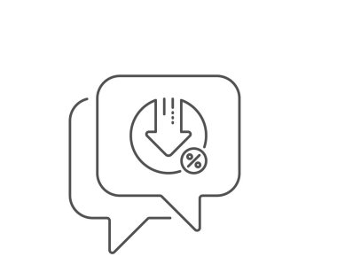 Kredi yüzdesi azaltma satırı simgesi. İndirim işareti. Vektör