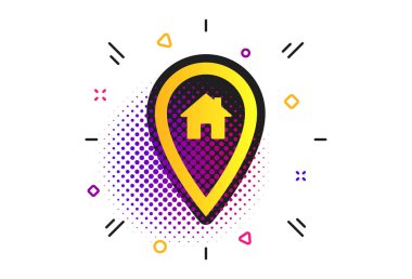 Harita işaretçisi ev işareti simgesi. İşaretleyici sembolü. Vektör