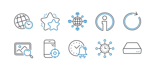 Set van Technologie iconen, zoals Seo telefoon, Tijdzone, Ster. Vec — Stockvector