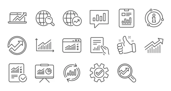 Icônes de ligne analytique. Rapports, graphiques et graphiques. Icône linéaire se — Image vectorielle