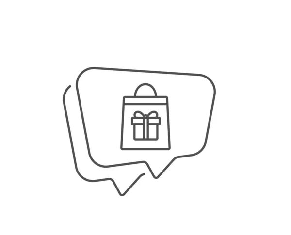 Shopping väska med presentbox linje ikon. Vektor — Stock vektor