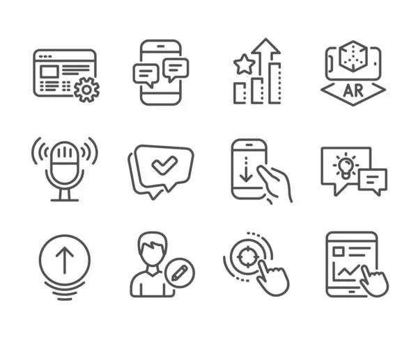 Conjunto de ícones de tecnologia, tais como relatório de Internet, Seo alvo, Sw — Vetor de Stock