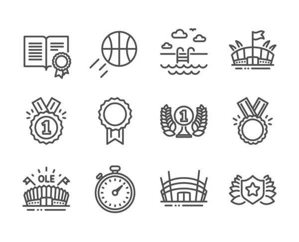 Ensemble d'icônes sportives, telles que aréna sportif, piscine, aréna — Image vectorielle