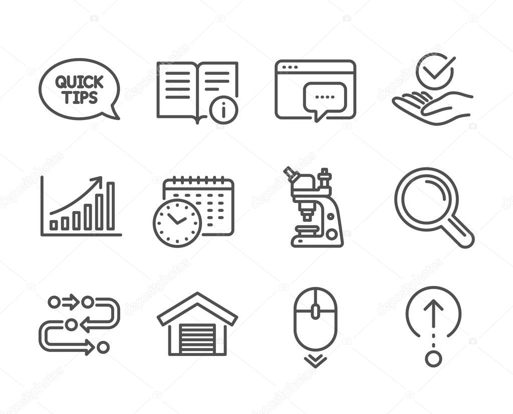 Set of Technology icons, such as Graph chart, Microscope, Quicks