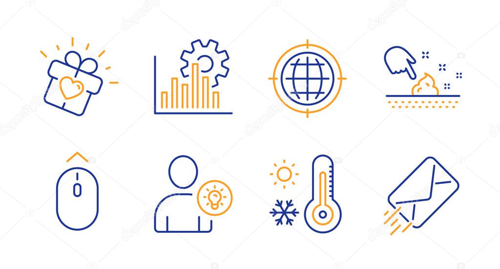 Seo internet, Seo graph and Weather thermometer icons set. Swipe