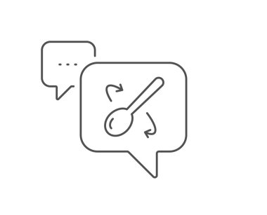 Pişirme kaşık çizgi simgesi. Çatal bıçak takımı işareti. Yemek karışımı. Vektör