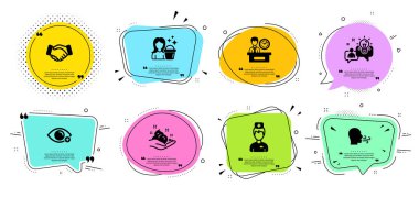 Doktor, tokalaşma ve nefes alma alıştırması simgeleri ayarlandı. Cilt bakımı.