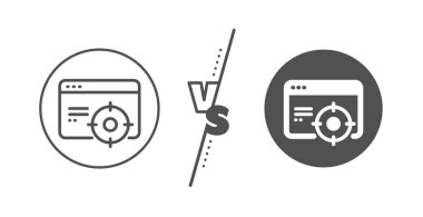 Seo satır simgesi. Web hedefleme işareti. Trafik yönetimi. Vektör