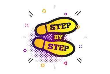 Adım adım işaret simgesi. Ayak izi ayakkabı sembolü. Vektör