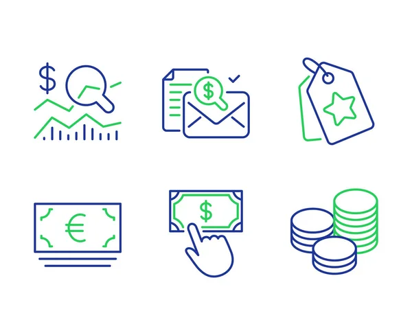 Controllare gli investimenti, Rapporto contabile e Euro set di icone di valuta . — Vettoriale Stock
