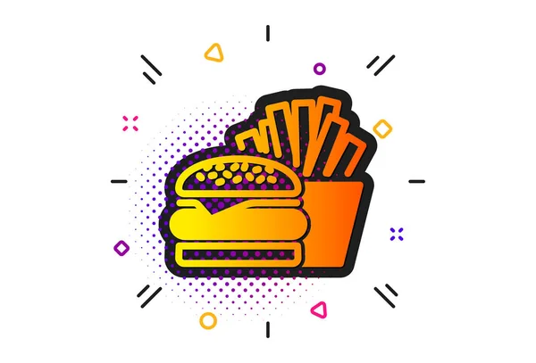 Hambúrguer com ícone de batatas fritas. Restaurante de fast food. Vetor — Vetor de Stock