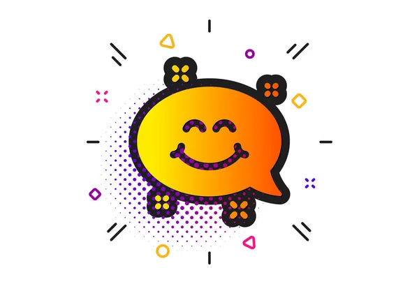 Smile chat icon. Happy face sign. Emoticon speech bubble. Vector