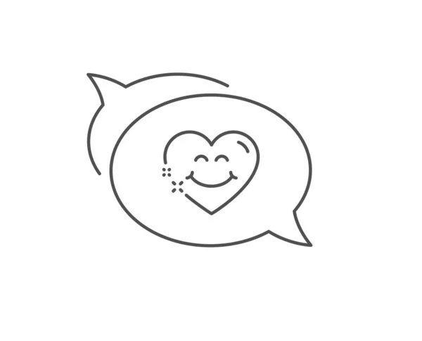 Smile face line Ikone. glücklich Emoticon Chat-Zeichen. Herzgesicht. vect — Stockvektor
