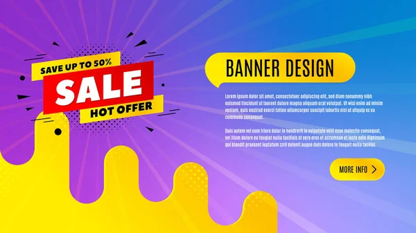 Sale 50% off badge. Discount banner shape. Vector — Stock Vector