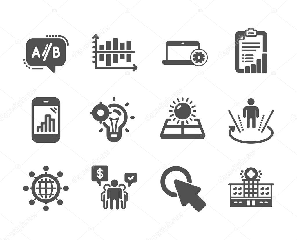 Set of Science icons, such as International globe, Notebook serv
