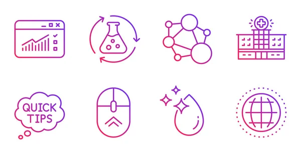 Experimento de química, Desliza hacia arriba y conjunto de iconos de tráfico web. Integr — Vector de stock