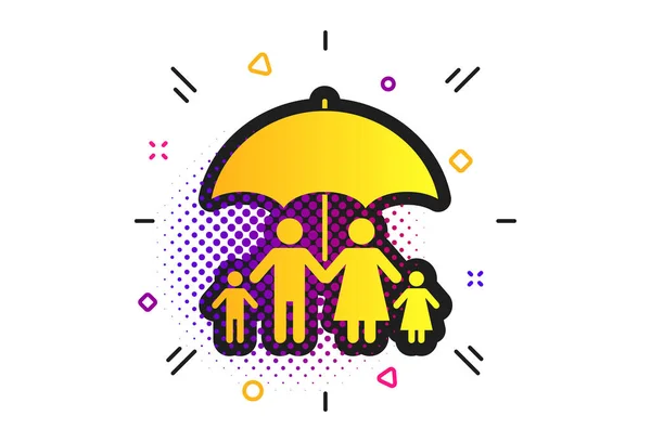 Icono completo del seguro familiar. Símbolo de paraguas. Vector — Vector de stock