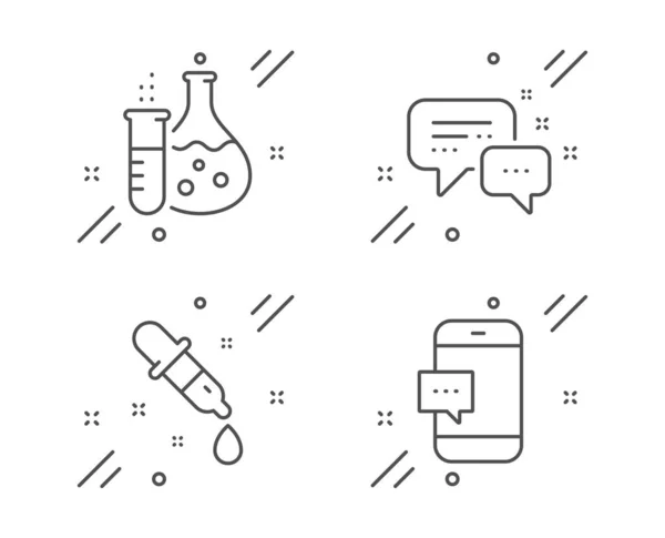 Posłaniec pracowniczy, ikony pipety chemicznej i kolby chemicznej — Wektor stockowy