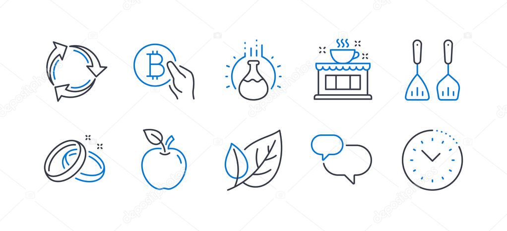 Set of Business icons, such as Coffee shop, Leaf, Recycle. Vecto