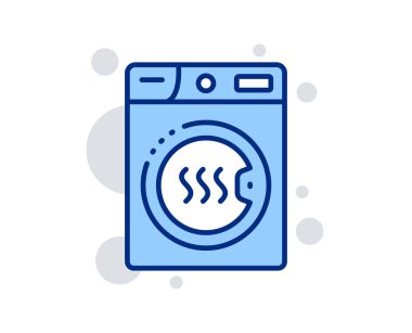 Kurutucu makine hattı simgesi. Çamaşırhane servis tabelası. Kuru giysiler. Vec