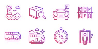 Seyahat pusulası, arama paketi ve park simgeleri ayarlandı. Deniz feneri