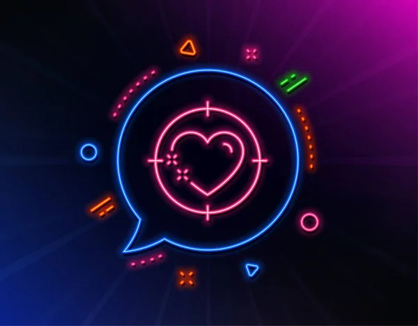 Icono de línea de objetivo corazón. Signo de emoción de amor. Vector — Vector de stock
