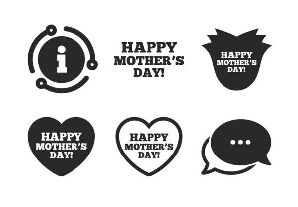 Happy Mother's Day icônes. Maman adore les symboles. Vecteur — Image vectorielle