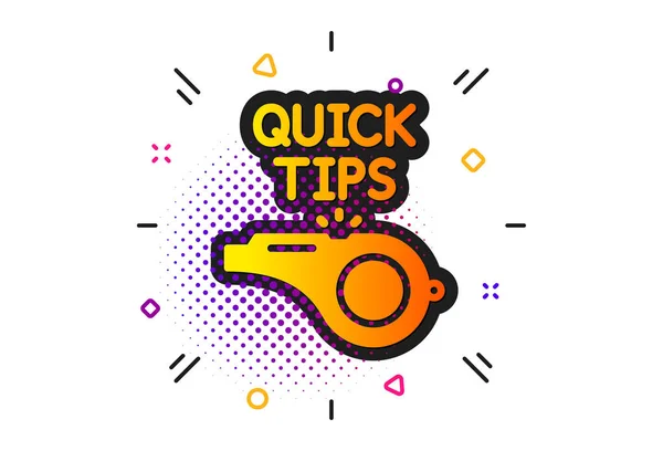 Quick tips whistle icon. Helpful tricks sign. Vector — Stock Vector