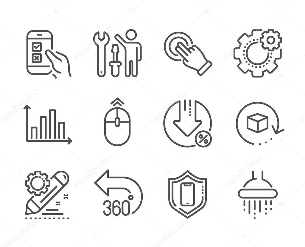 Set of Technology icons, such as Project edit, Mobile survey, 36