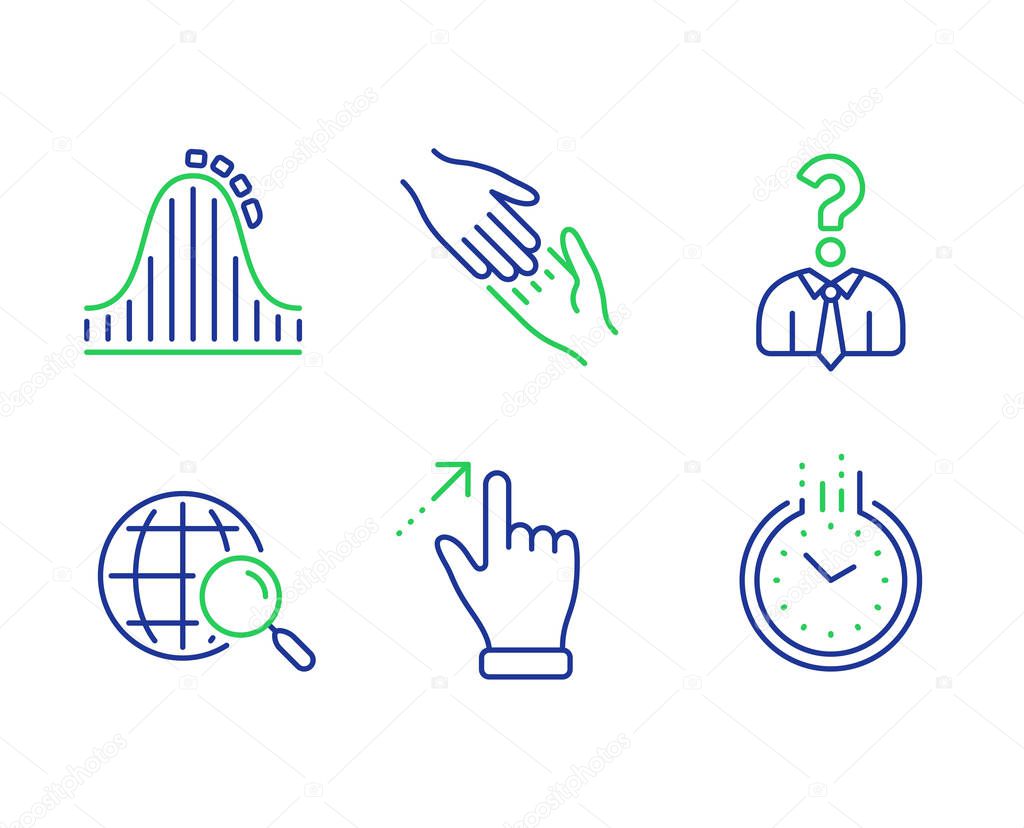 Touchscreen gesture, Helping hand and Hiring employees icons set