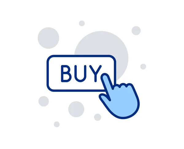 Haga clic para comprar icono de línea. Cartel de compras en línea. Vector — Vector de stock