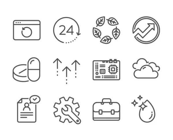 Set di icone della Scienza, come Portfolio, Swipe up, Motherboard . — Vettoriale Stock