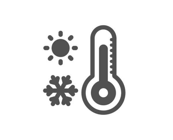 Ícone do termómetro meteorológico. Floco de neve de inverno, sinal de sol. Vetor — Vetor de Stock