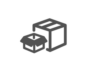 Teslimat paketi işareti. Ambalaj kutuları simgesi. Kargo kutusu sembolü. Klasik düz stil. Basit ambalaj kutuları simgesi. Vektör