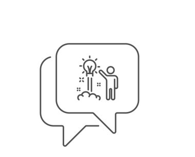 Yaratıcı fikir çizgisi ikonu. Sohbet balonu tasarımı. İnsan başlatma işareti. İlham sembolü. Taslak konsepti. İnce çizgi yaratıcı fikir ikonu. Vektör