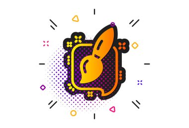 Yaratıcılık işareti. Yarım tonlu daireler çiziyor. Fırça boyama ikonu. Grafik sanat sembolü. Klasik düz boya fırça ikonu. Vektör