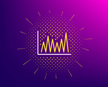 Çizgi çizelgesi simgesi. Yarı ton deseni. Finansal büyüme grafiği işareti. Borsa simgesi. Mezuniyet geçmişi. Çizgi çizgisi simgesi. Sarı yarım ton deseni. Vektör