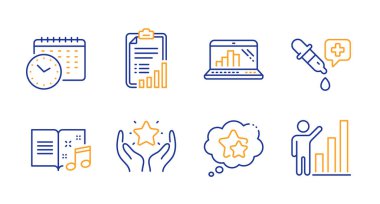 Kontrol listesi, grafik dizüstü bilgisayar ve sıralama satırı simgeleri ayarlandı. Müzik kitabı, kimya pipeti ve takvim zaman çizelgesi. Sıralı yıldızlar, grafik çizelgeleri. Gezici rapor, beklemede kal. Eğitim ayarlandı. Vektör