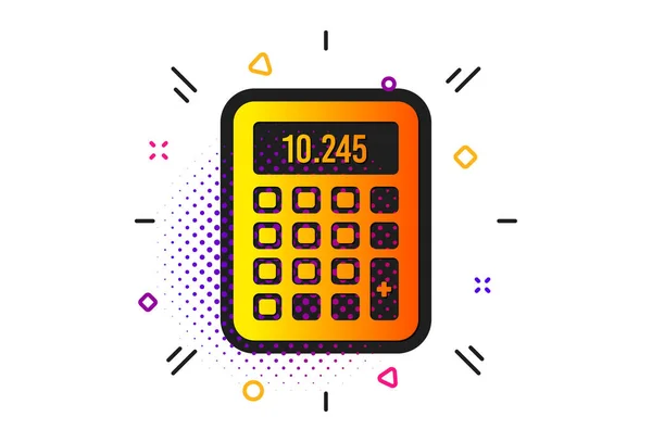 Accounting sign. Halftone circles pattern. Calculator icon. Calculate finance symbol. Classic flat calculator icon. Vector
