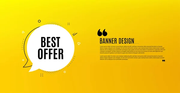 Mejor Oferta Banner Amarillo Con Burbuja Chat Precio Especial Venta — Vector de stock