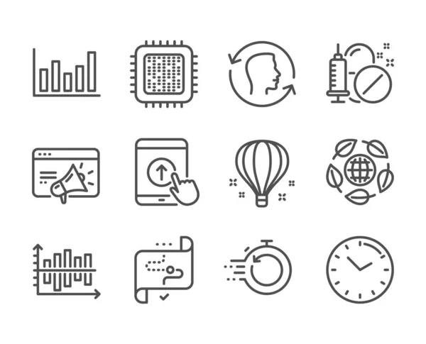 科学图标集 如医药 Seo营销 生态有机 柱状图 快速恢复 Cpu处理器 人脸标识 目标路径 擦拭等 — 图库矢量图片