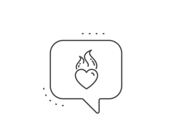 Heart Flame Line Icon Chat Bubble Design Love Fire Emotion — Stock Vector