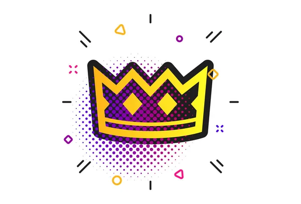 Crown Sign Icon Halftone Dots Pattern King Hat Symbol Classic — Stock Vector