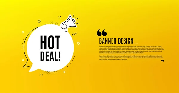 Hot Deal Yellow Banner Chat Bubble Special Offer Price Sign — Stock Vector