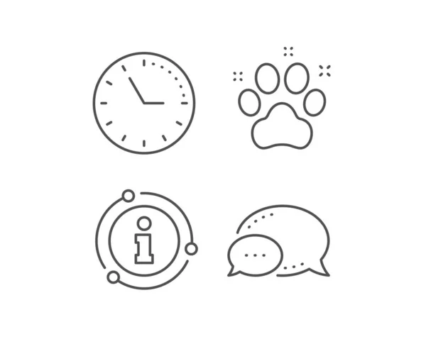 Pet friendly line icon. Chat bubble, info sign elements. Dog paw sign. Hotel service symbol. Linear pet friendly outline icon. Information bubble. Vector